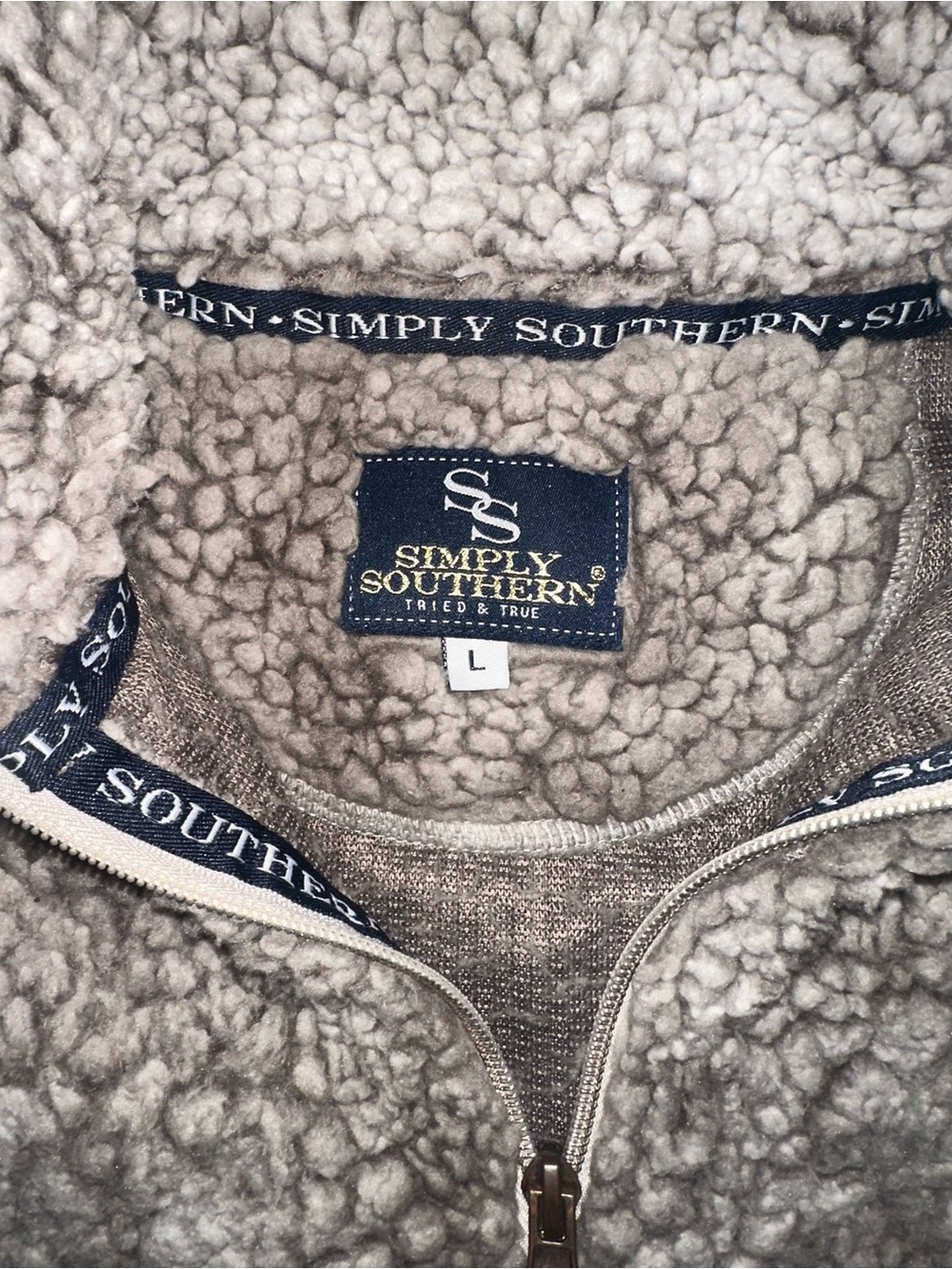 Women’s Simply Southern Gray Sherpa 1/4 Zip Pullover Jacket